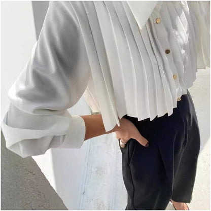 Loose Fit Short Pleated Long Sleeve Shirt—"Be A SHOW-Stopper"