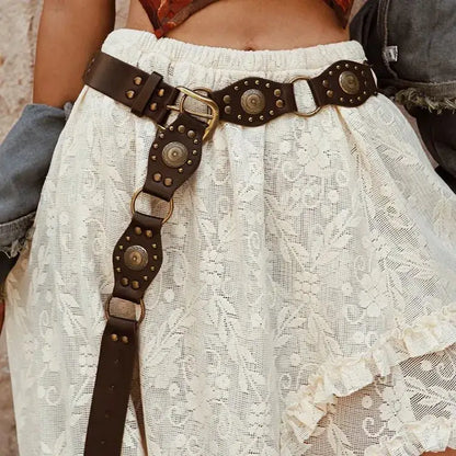 Montana Boho Western Spirit Fashion: This yummy fashion speaks to your boho western spirit, and this statement is a true Yellowstone-Vibe. Belt in Black or Brown Vegan Leather