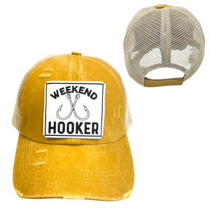 WEEKEND HOOKER | FISHING | UNISEX HAT | DISTRESSED: Montana Boho Western Spirit Accessories: