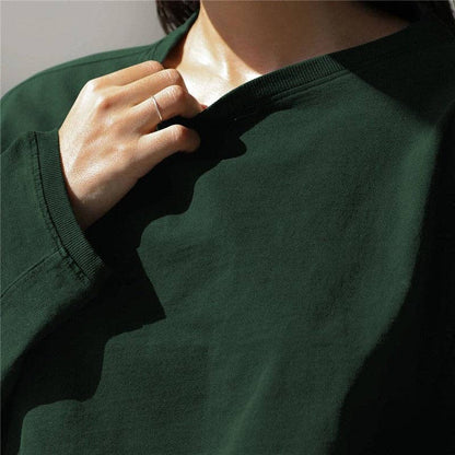 Loose Cropped Solid Color Sports Sweater
