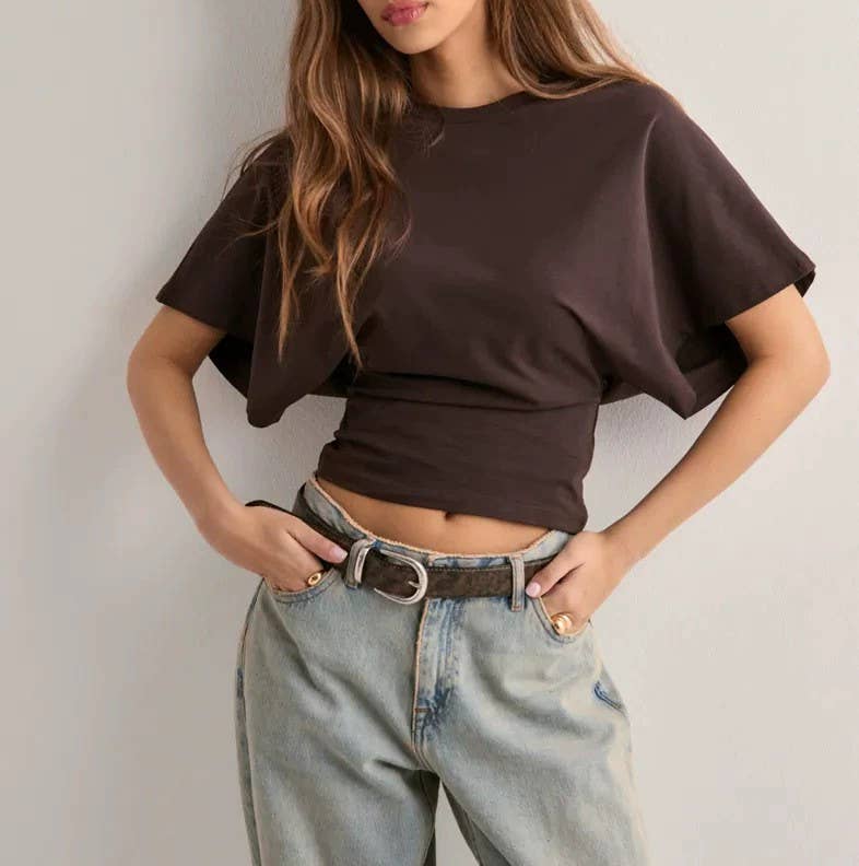 Women’s Batwing Sleeve Fitted T-Shirt Casual Summer Top