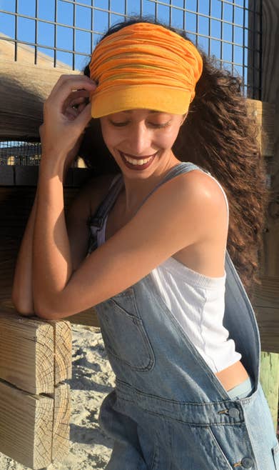 FREE SPIRIT DREAMER Series: Visor Cotton Cap With Striped Pattern, Yellow
