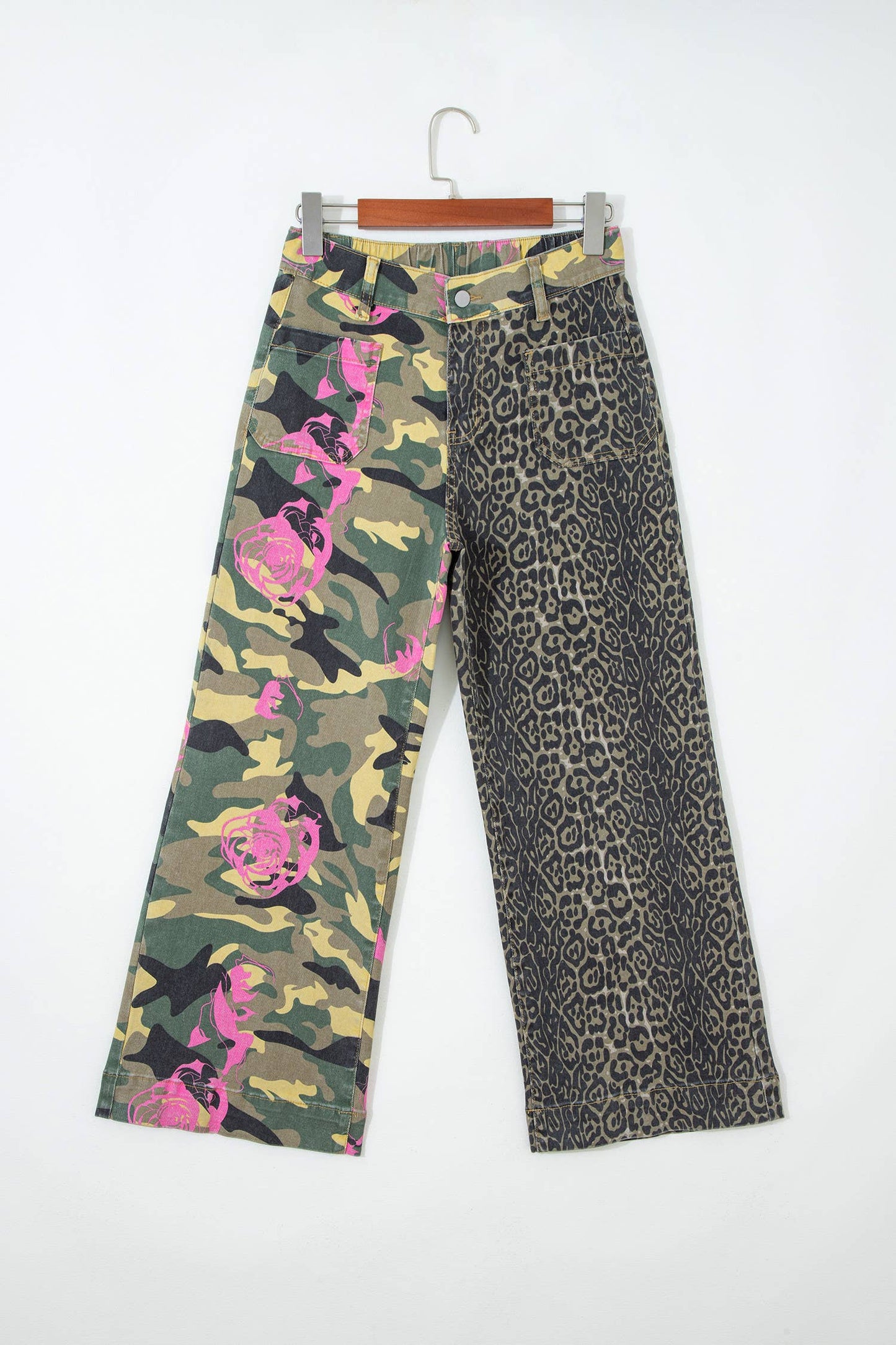 Faded Camo Print Leopard Patchwork Jeans: FREE SPIRIT DREAMER Series: Boho &amp; Free-People loving styles.&nbsp;