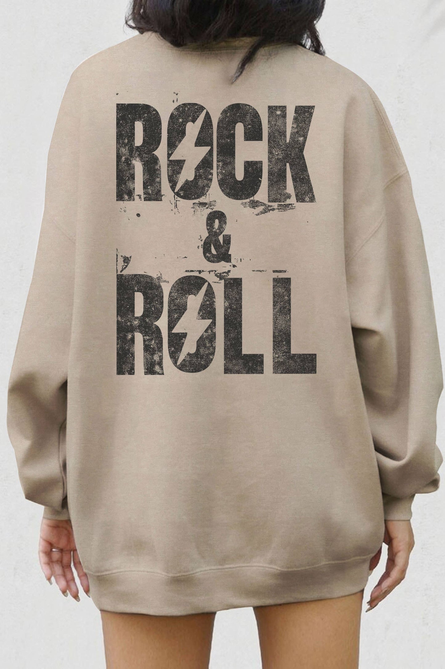 ROCK & ROLL OVERSIZE FRONT & BACK GRAPHIC TERRY SWEATSHIRTS