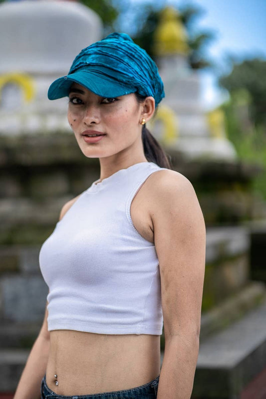 FREE SPIRIT DREAMER Series: Blue Tie Dye Cap with Headband | Tie at Back