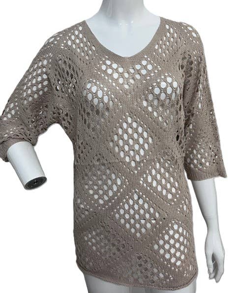 Bohemian Hollow Batwing Sleeve Crochet Poncho Top
