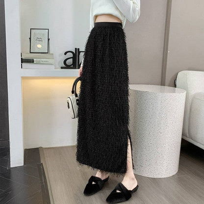 Montana BoHO Bibe: Fringe Slit Slimming Skirt
