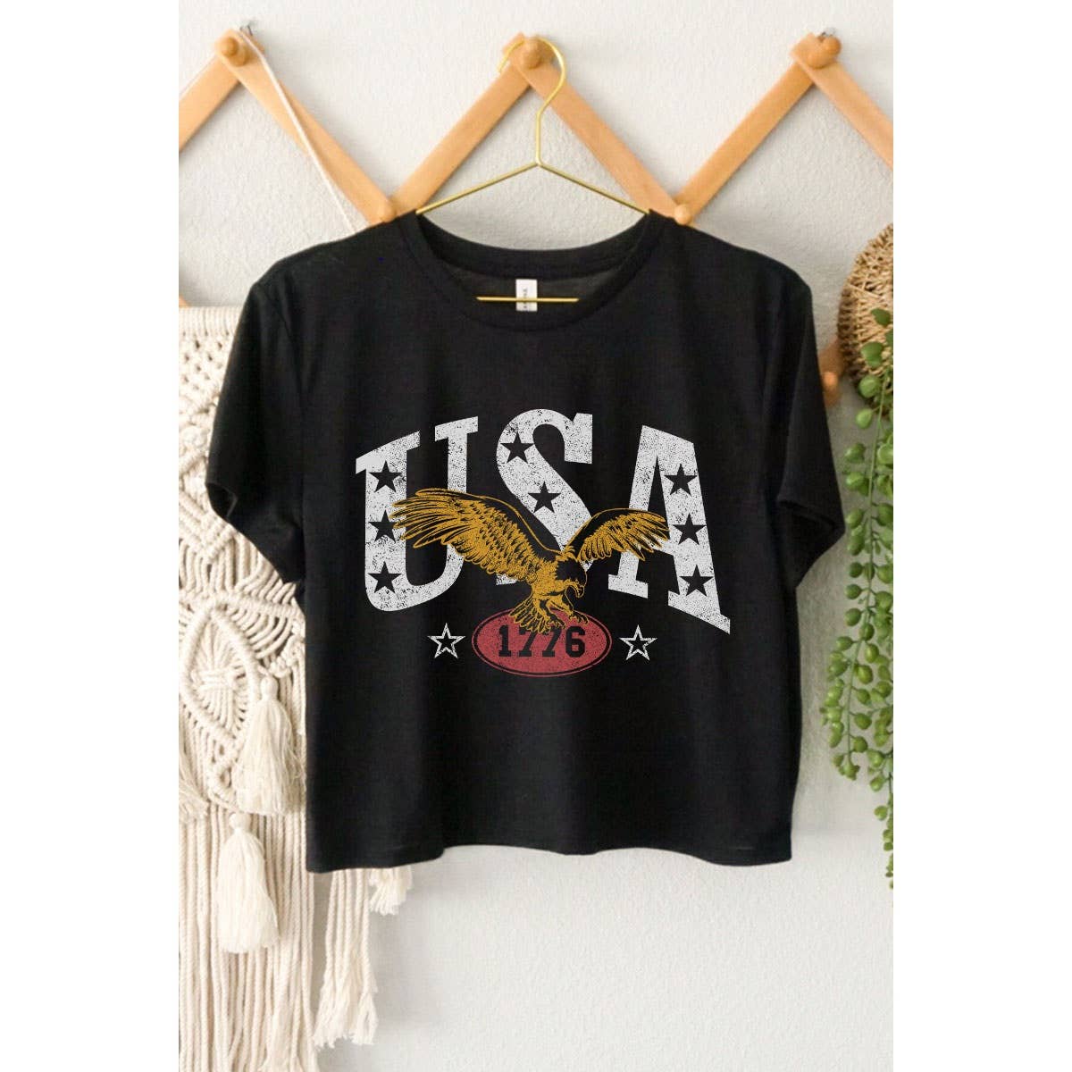 USA 1776  GRAPHIC CROP TOP: Montana Boho Western Spirit Fashion