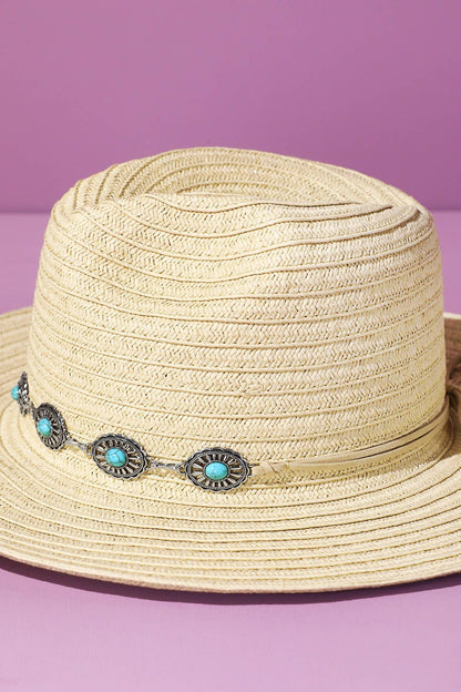Shapeable Straw Cowboy Hat With Concho Band: Montana Boho Western Spirit Accessories