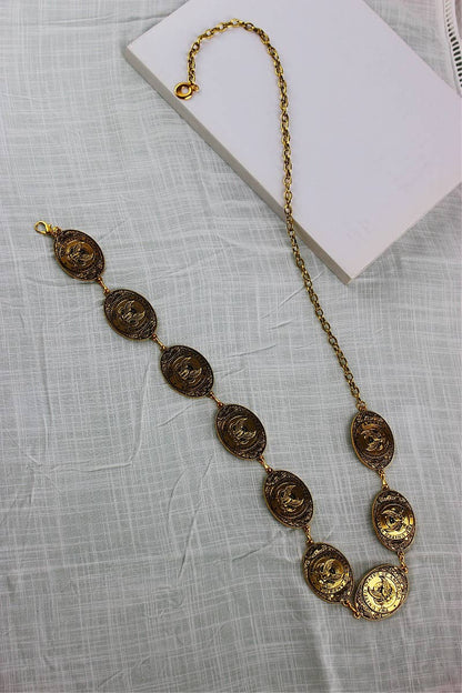 Montana Western BOHO: Eagle Chain Belt – Antique Gold Oval Buckle