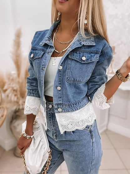 Boho lace trim denim jacket— Montana Boho Western Spirit Fashion: