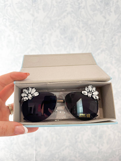 Western Turquoise Stone Sunglasses - White Buffalo