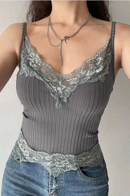 Lace Trim V-Neck Camisole (Tank)