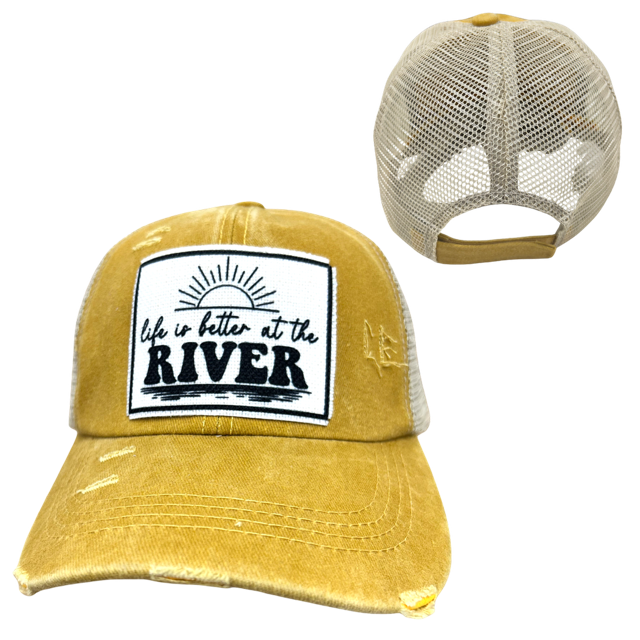 LIFE IS BETTER AT THE RIVER | UNISEX HAT | DISTRESSED: Montana Boho Western Spirit Accessories