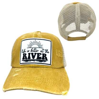 LIFE IS BETTER AT THE RIVER | UNISEX HAT | DISTRESSED: Montana Boho Western Spirit Accessories