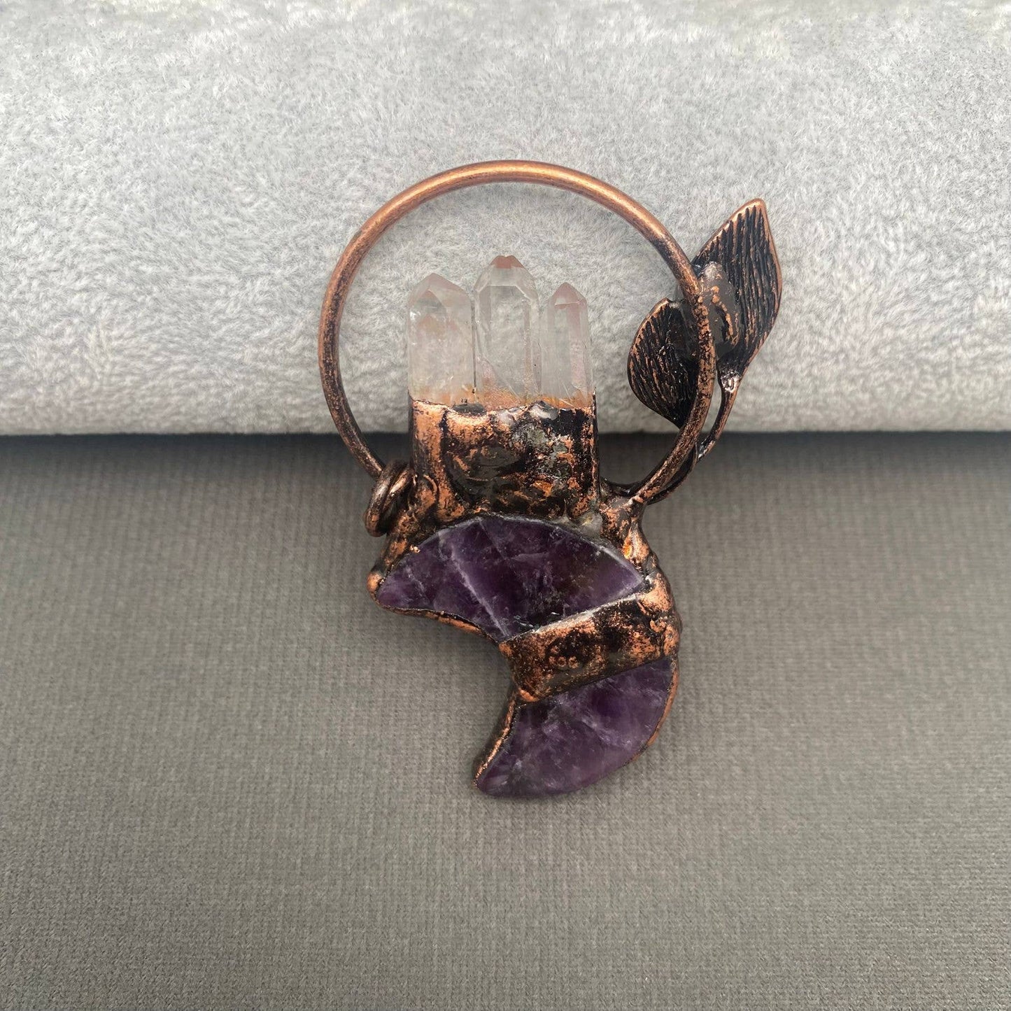 Rocky Mountain Spirit Jewelry: Vintage Amethyst & White Crystal Pendant