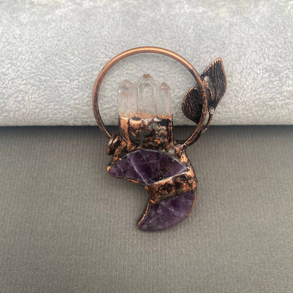 Rocky Mountain Spirit Jewelry: Vintage Amethyst & White Crystal Pendant