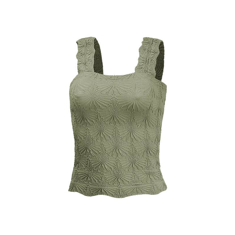 Floral Tone-On-Tone, Jacquard fitted Tank (Buttery Soft & Easy Fit—Stretchy)