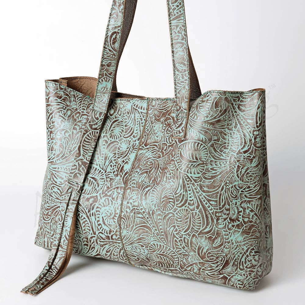 Montana BOHO Western: Tote Embossed Genuine Western Leather Women Bag