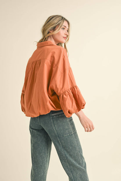 BUTTON DOWN BUBBLE SLEEVE TOP: FREE SPIRIT DREAMER Series: Boho &amp; Free-People loving styles.