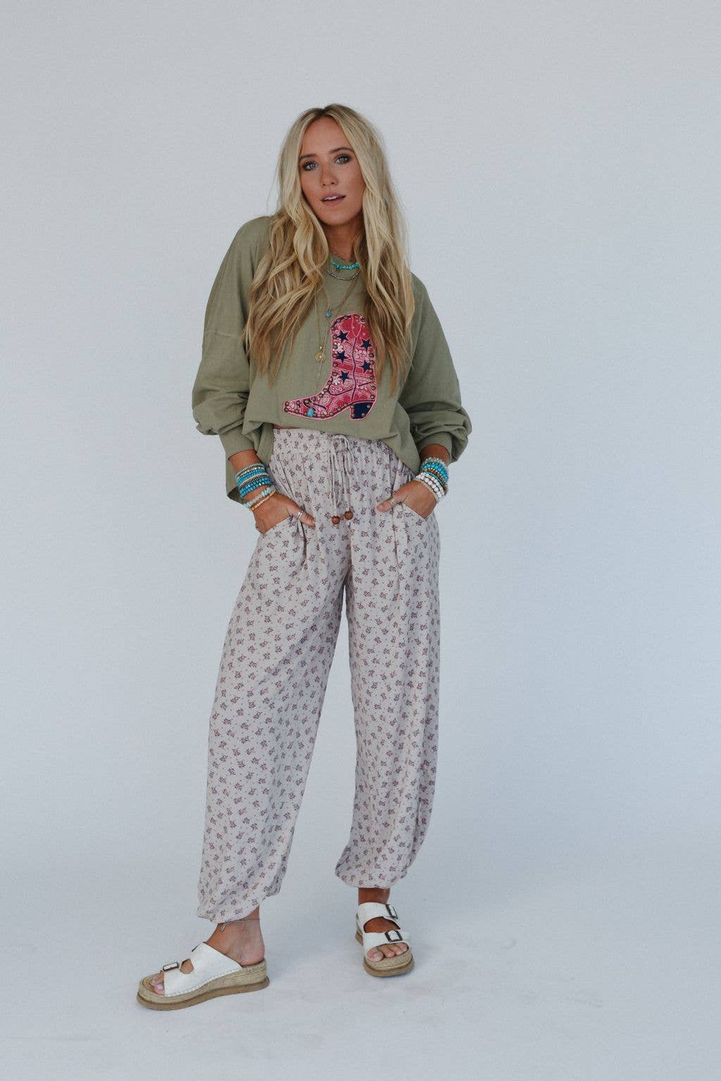 Free Spirit Dreamer: Wide Leg Cinched Pants - Taupe