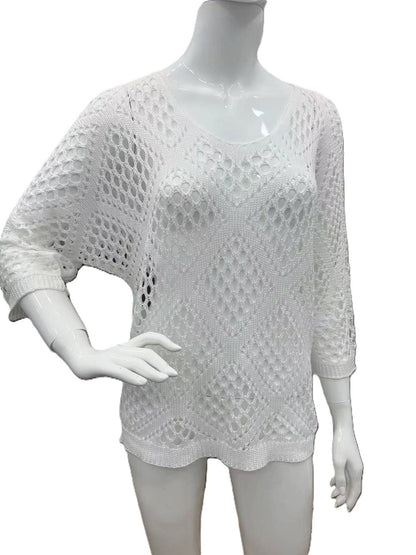 Bohemian Hollow Batwing Sleeve Crochet Poncho Top