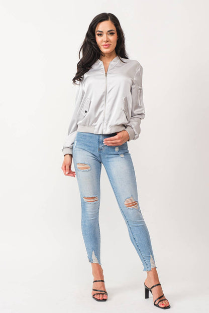 Satin Bomber Jacket: Be A Show-Stopper—Simply IRRESISTIBLE: