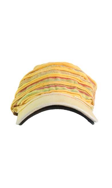 FREE SPIRIT DREAMER Series: Visor Cotton Cap With Striped Pattern, Yellow