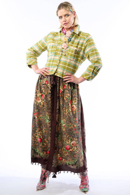 Boho Fashion:  Be the showstopper: Beatrice Maxi Shirt-Olive; Floral Shirt Duster