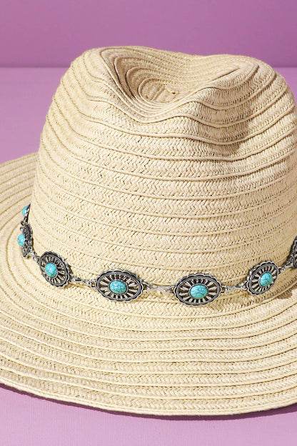 Shapeable Straw Cowboy Hat With Concho Band: Montana Boho Western Spirit Accessories