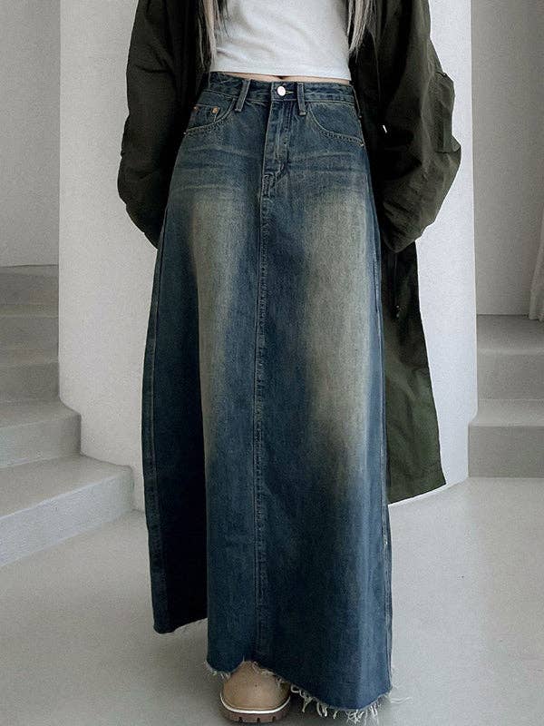A-Line High Waisted Fringed Gradient Split-Joint Skirts: Montana Boho Western Spirit Fashion: