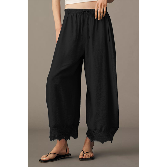 Flowy & Comfee: Lace Patchwork Wide-Leg Pants