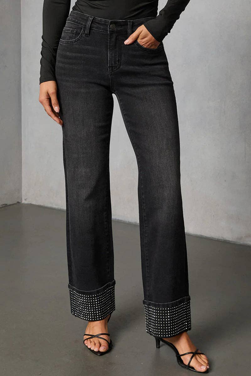 Simply Irresistible, Be the showstopper: Studded Cuff Straight-Leg Jeans