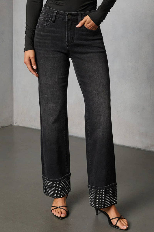 Simply Irresistible, Be the showstopper: Studded Cuff Straight-Leg Jeans