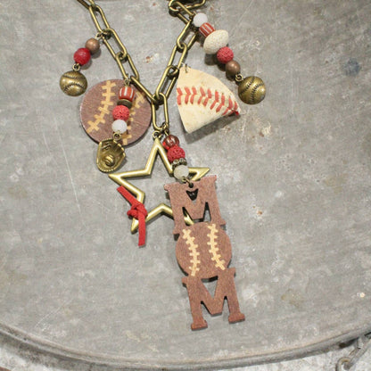 Home Run Hitter Charmed Necklace (Baseball): FREE SPIRIT DREAMER Series: Boho & Free-People loving styles.