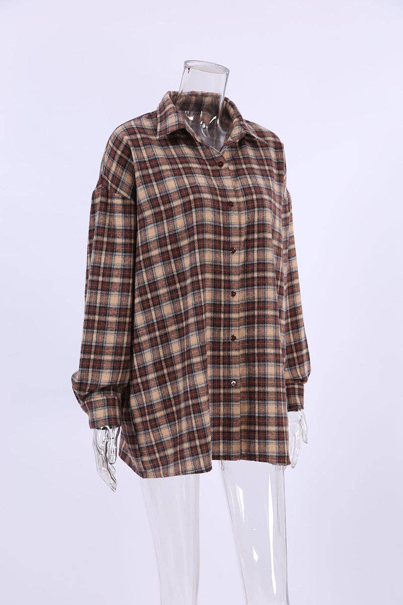 Chic Plaid Shirt for Effortless Style (Brown Plaid Flannel)