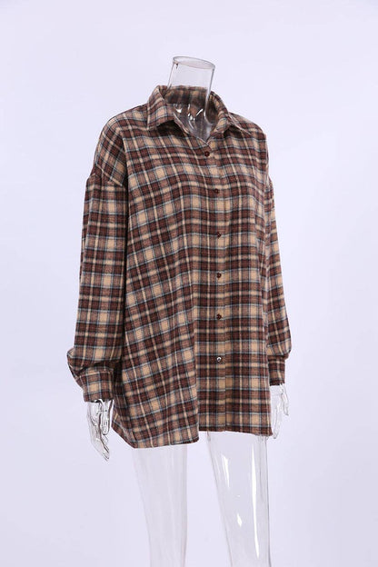 Chic Plaid Shirt for Effortless Style (Brown Plaid Flannel)