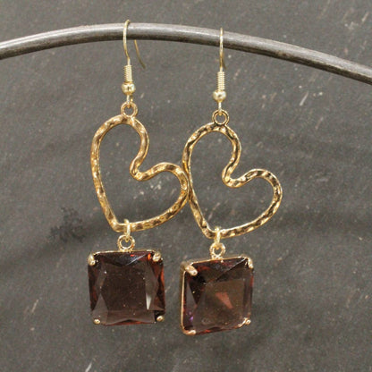 Cutie Pie Heart Throb Dangle Drop Earrings: FREE SPIRIT DREAMER Series: Boho & Free-People loving styles.
