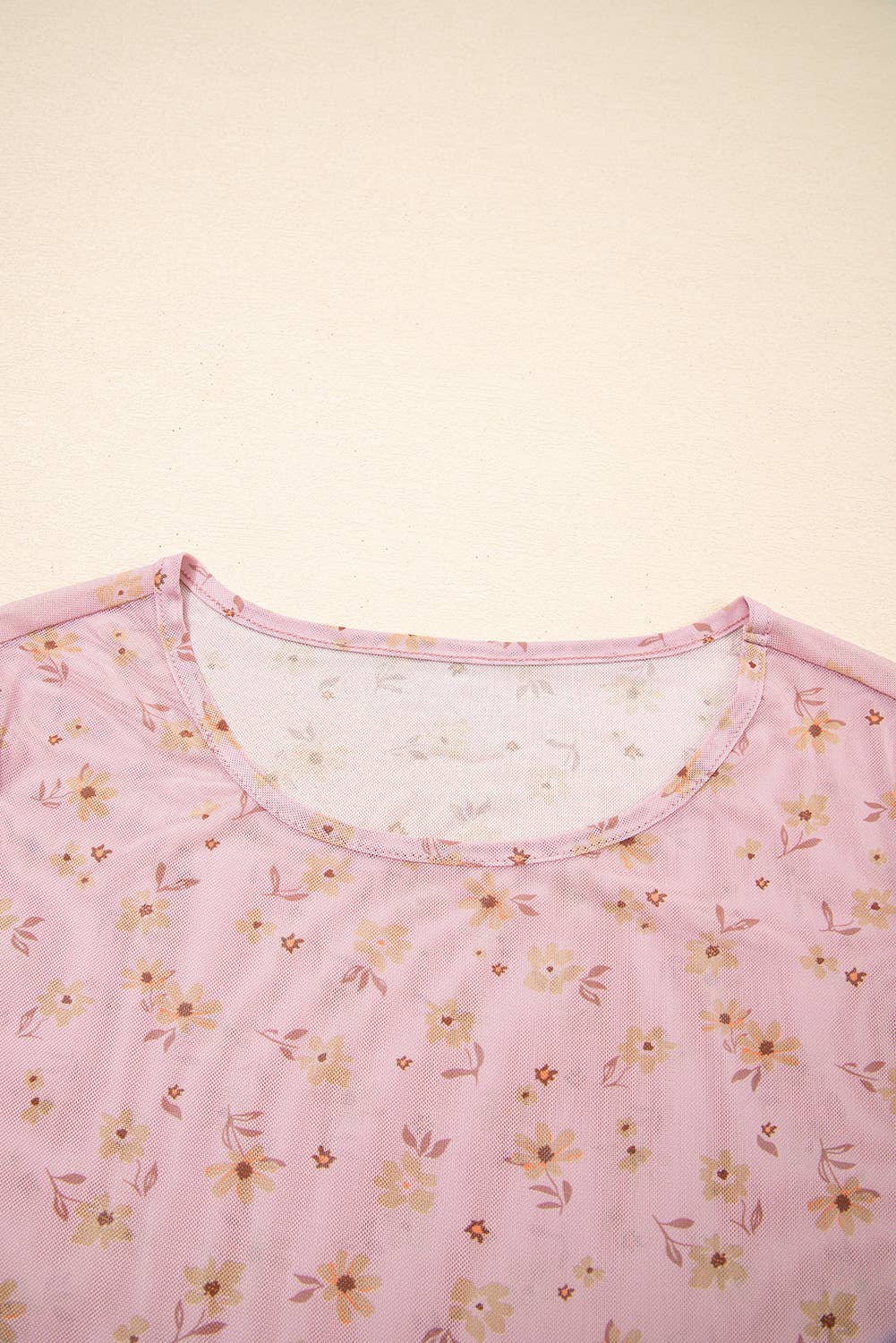 Montana Boho/Western Essentials: Vintage Floral Print Southern Style Mesh Long Sleeve Top