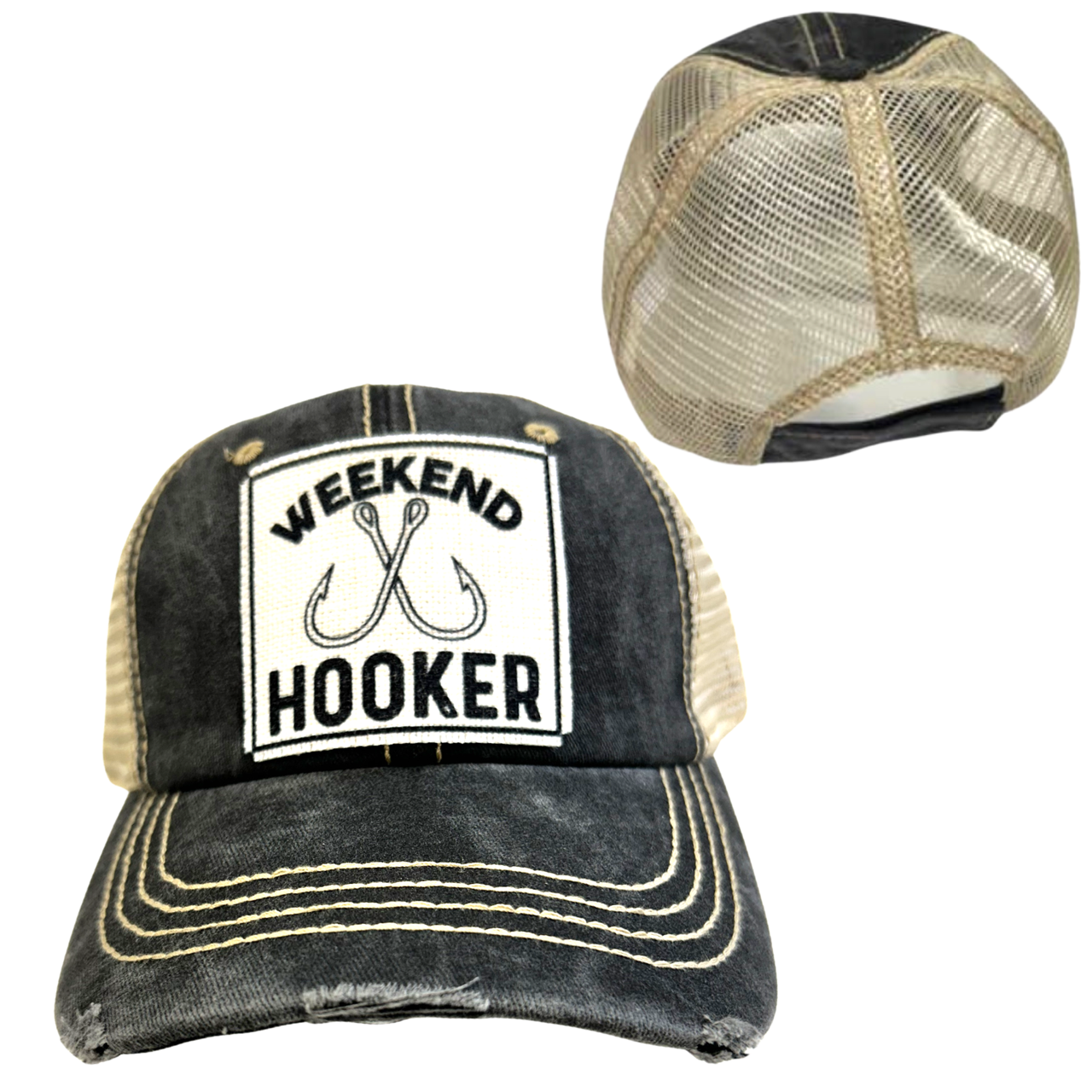 WEEKEND HOOKER | FISHING | UNISEX HAT | DISTRESSED: Montana Boho Western Spirit Accessories: