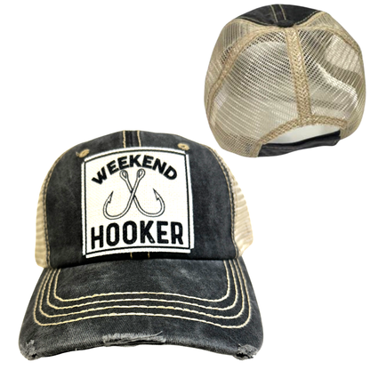 WEEKEND HOOKER | FISHING | UNISEX HAT | DISTRESSED: Montana Boho Western Spirit Accessories: