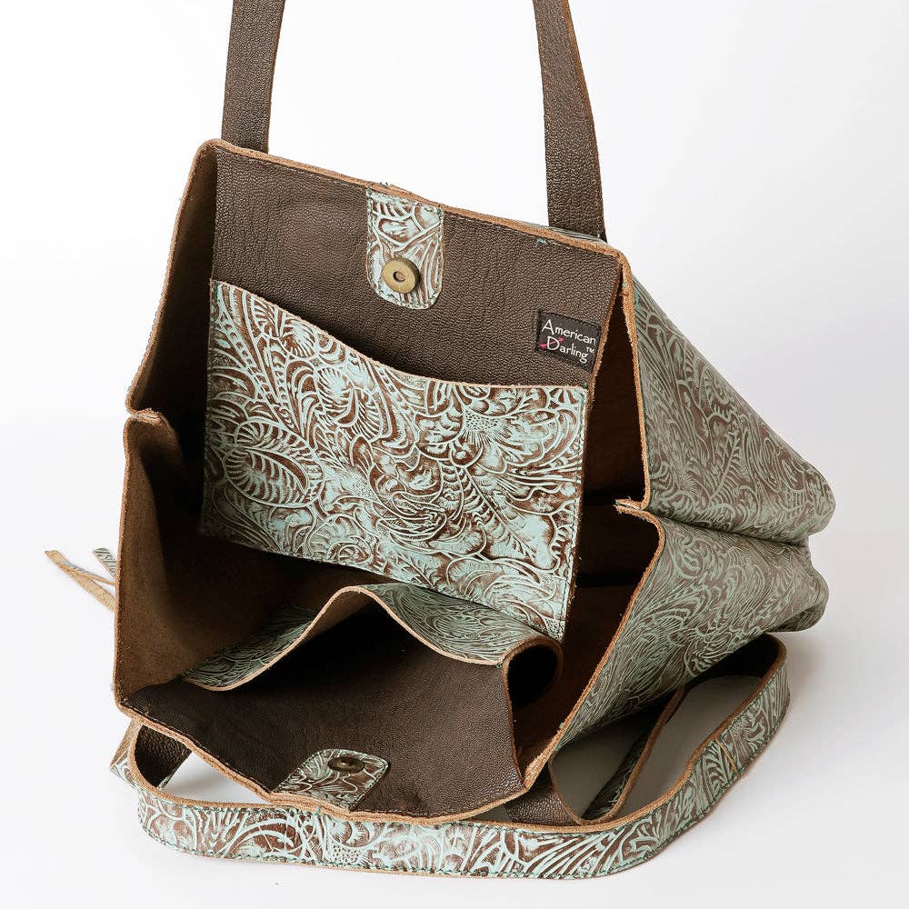 Montana BOHO Western: Tote Embossed Genuine Western Leather Women Bag