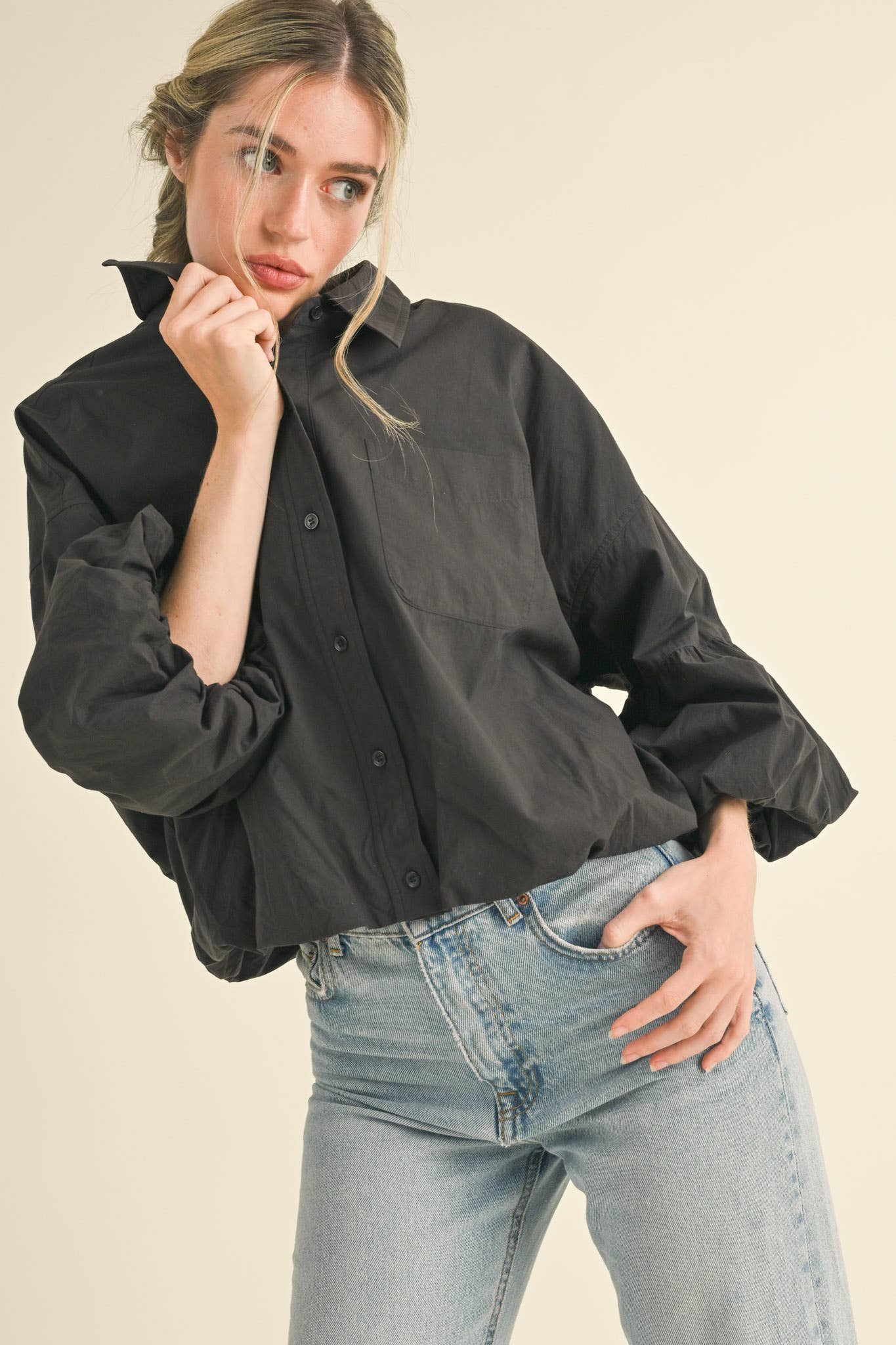 BUTTON DOWN BUBBLE SLEEVE TOP: FREE SPIRIT DREAMER Series: Boho &amp; Free-People loving styles.