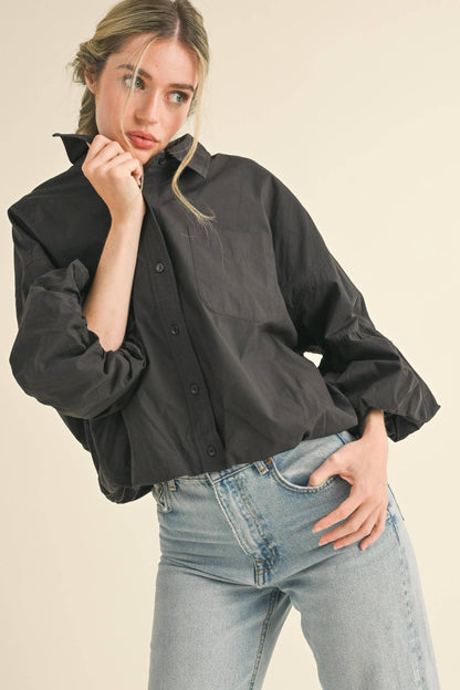 BUTTON DOWN BUBBLE SLEEVE TOP: FREE SPIRIT DREAMER Series: Boho &amp; Free-People loving styles.