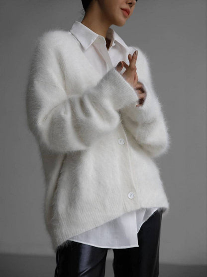 FREE SPIRIT DREAMER Series: Faux Mink Knit Oversized Cardigan Soft Cozy Sweater