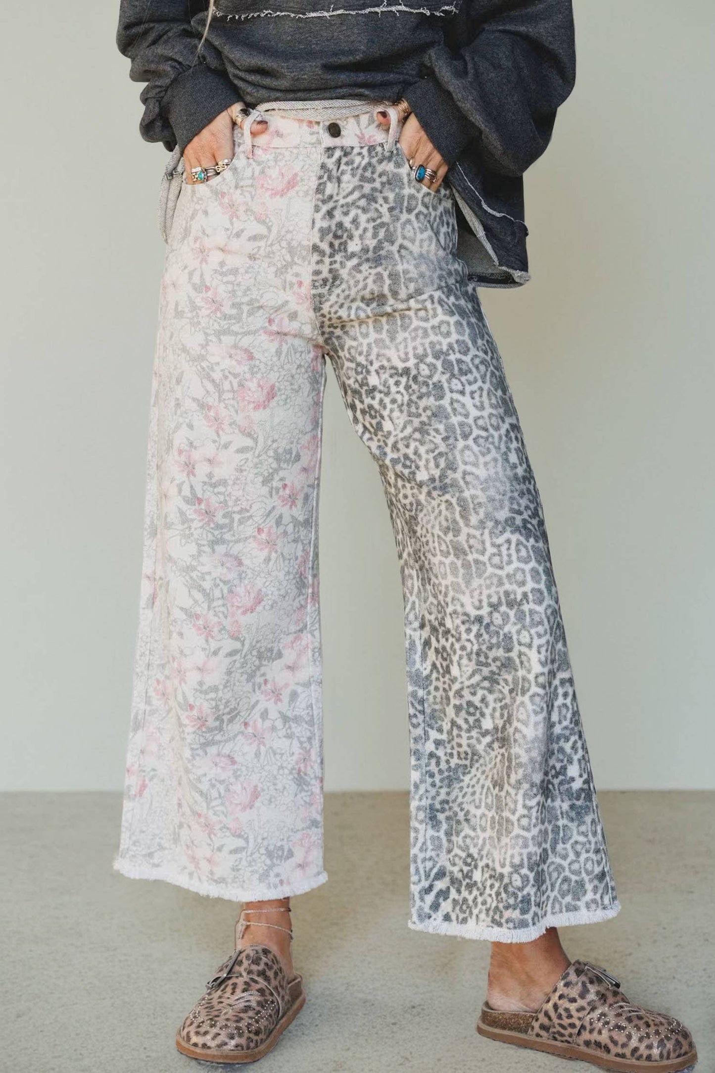Faded Camo Print Leopard Patchwork Jeans: FREE SPIRIT DREAMER Series: Boho &amp; Free-People loving styles.&nbsp;