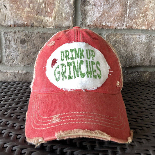 Yellowstone Trucker Hat Series: Drink Up Grinches Hat, Christmas Hat, Girlfriends Hat