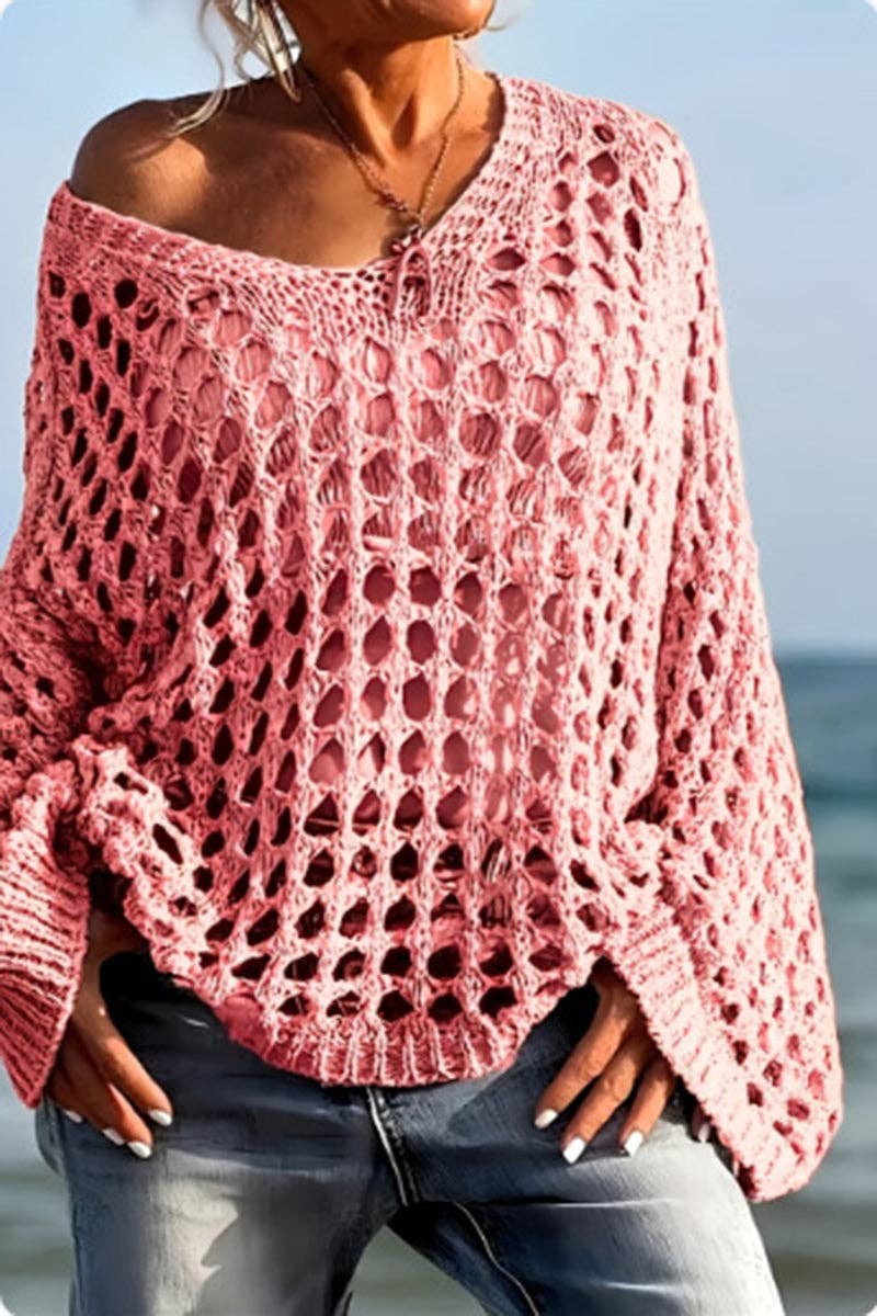 Open-Knit Off-Shoulder Sweater Blouse: FREE SPIRIT DREAMER Series: Boho & Free-People loving styles.