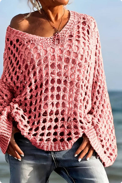 Open-Knit Off-Shoulder Sweater Blouse: FREE SPIRIT DREAMER Series: Boho & Free-People loving styles.