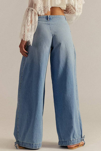 Montana Boho Fahsion: Elastic-Cuff Straight Denim Jeans